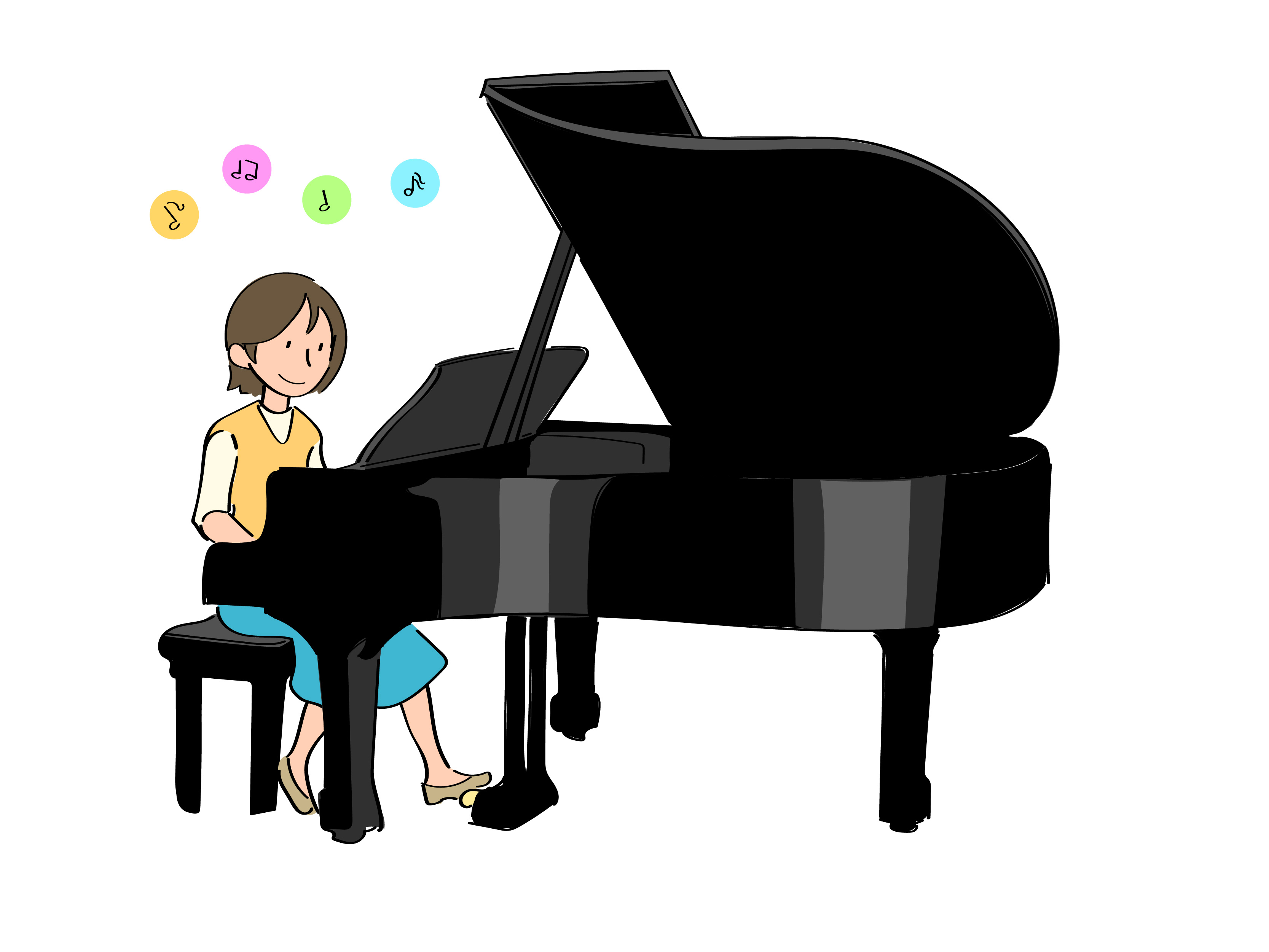 ピアノを弾いている講師のイラスト